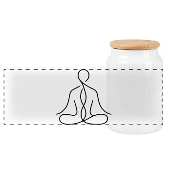 Meditation Line Art – Minimalist Meditation - Panoramic Cookie Jar with Wooden Lid - white - Front