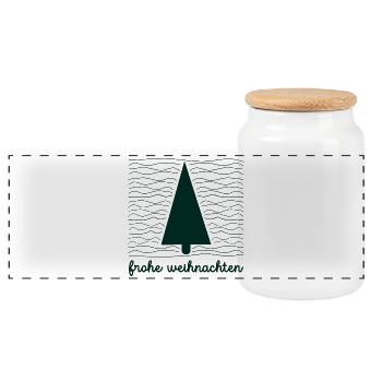 Sapin de Noël Minimaliste - Boîte à biscuits avec couvercle en bois - blanc - Devant
