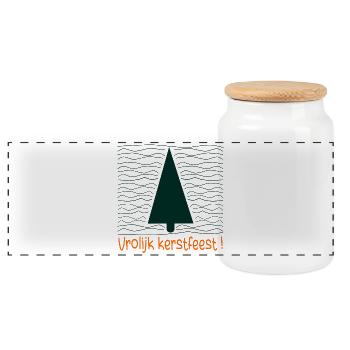 Joyeux sapin de Noël - Boîte à biscuits avec couvercle en bois - blanc - Devant