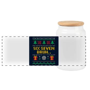 Tricote de Noël Six Seven Bruh - Boîte à biscuits avec couvercle en bois - blanc - Devant