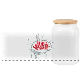L’IA ne peut pas me remplacer Je ne fais rien Blague humoristique - Boîte à biscuits avec couvercle en bois - blanc - Devant