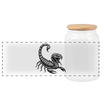Geometric Scorpion Polygon - Panoramic Cookie Jar with Wooden Lid - white - Front