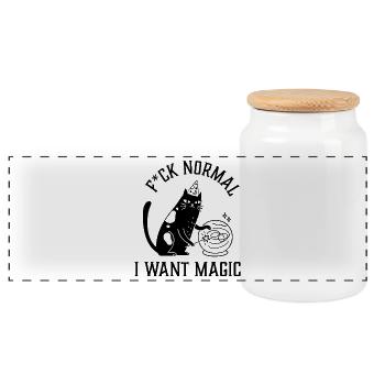 Merde Normal, je veux un chat rétro magique - Boîte à biscuits avec couvercle en bois - blanc - Devant