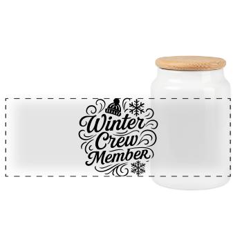 Winter Crew - Panorama Keksdose mit Holzdeckel - Weiß - Vorne