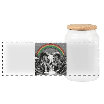 Regenbogenbogen über Nacht-Silhouetten - Panorama Keksdose mit Holzdeckel - Weiß - Vorne