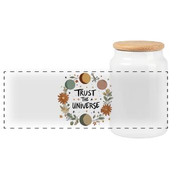 Faites confiance à l’univers - Boîte à biscuits avec couvercle en bois - blanc - Devant