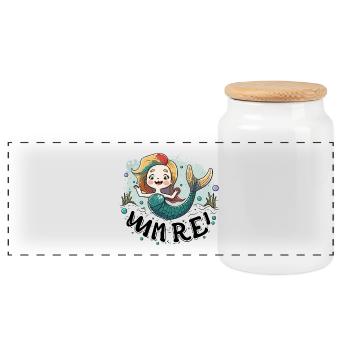 Rainbow Mermaid Splash Illustration - Panoramic Cookie Jar with Wooden Lid - white - Front