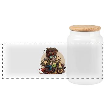 Motoskeleton in autumn - Panoramic Cookie Jar with Wooden Lid - white - Front