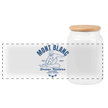 Logo der Mont Blanc Snow Riders - Panorama Keksdose mit Holzdeckel - Weiß - Vorne