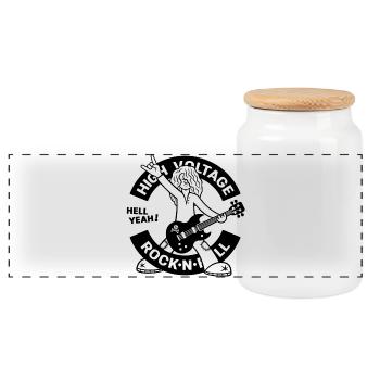 High Voltage Rock'N'Roll Guitarist - Panoramic Cookie Jar with Wooden Lid - white - Front