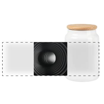 Tunnels concentriques noir et blanc - Boîte à biscuits avec couvercle en bois - blanc - Devant