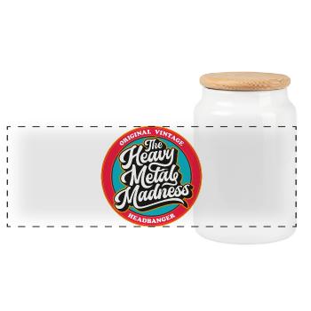 Heavy Metal Madness Retro Badge - Panoramic Cookie Jar with Wooden Lid - white - Front