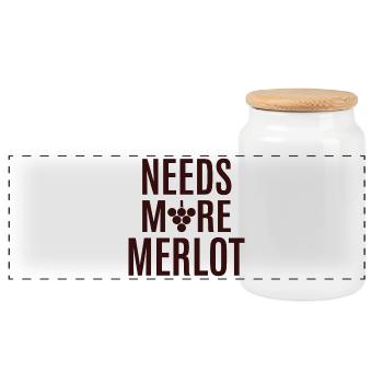 Needs More Merlot Wein Spruch für Genießer - Panorama Keksdose mit Holzdeckel - Weiß - Vorne
