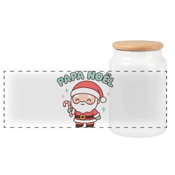 Papa Noël Kawaii Candy Cane - Boîte à biscuits avec couvercle en bois - blanc - Devant