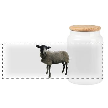 Sheep - Panoramic Cookie Jar with Wooden Lid - white - Front