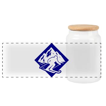 Ski Sport Silhouette Mountains - Panoramic Cookie Jar with Wooden Lid - white - Front