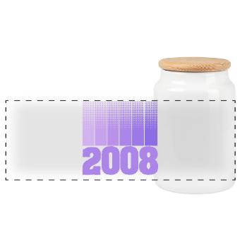 Born in 2008 - Panoramic Cookie Jar with Wooden Lid - white - Front