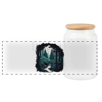 Moon Forest Trail in the Moonlight - Panoramic Cookie Jar with Wooden Lid - white - Front