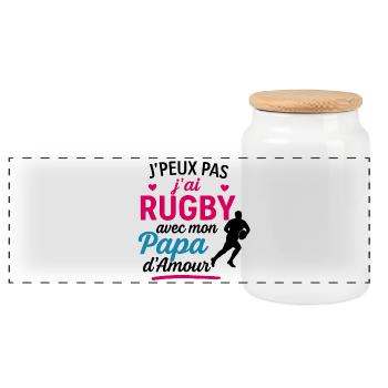 Rugby-Papa in Pink Heart - Panorama Keksdose mit Holzdeckel - Weiß - Vorne
