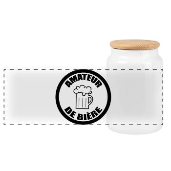 Amateur de bière | Alcool - Boîte à biscuits avec couvercle en bois - blanc - Devant