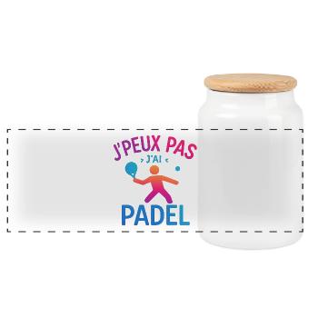 I can't I have Padel - Panoramic Cookie Jar with Wooden Lid - white - Front
