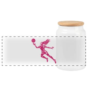 Joueuse de volley-ball - Boîte à biscuits avec couvercle en bois - blanc - Devant