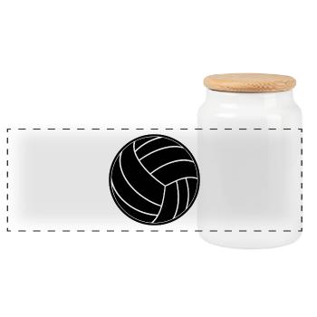 volleyball - Panoramic Cookie Jar with Wooden Lid - white - Front