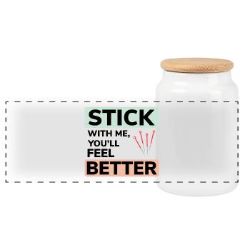 Acupuncturist Stick With Me You'll Feel Better  - Panoramic Cookie Jar with Wooden Lid - white - Front