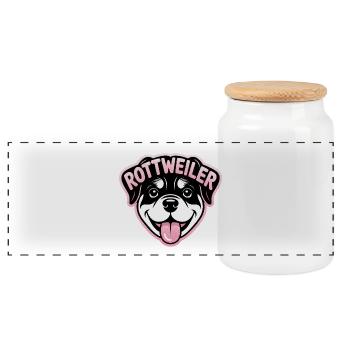 Rottweiler - Cool Pet Logo - Panoramic Cookie Jar with Wooden Lid - white - Front