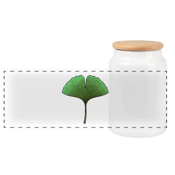 Ginkgo Fächerblatt Aura - Panorama Keksdose mit Holzdeckel - Weiß - Vorne