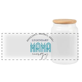 Legendary Mama Neon Wordmark - Panoramic Cookie Jar with Wooden Lid - white - Front