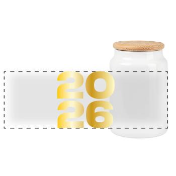 Cadeau vintage 2026 - Boîte à biscuits avec couvercle en bois - blanc - Devant