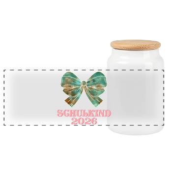 Schoolchild 2026 School Enrollment Girls - Panoramic Cookie Jar with Wooden Lid - white - Front