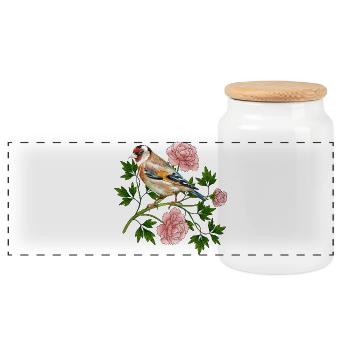 Colorful bird - Panoramic Cookie Jar with Wooden Lid - white - Front
