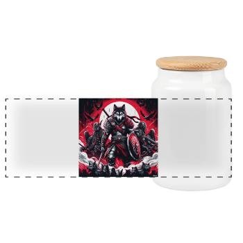 Wolves of the Crimson Legion - Panoramic Cookie Jar with Wooden Lid - white - Front
