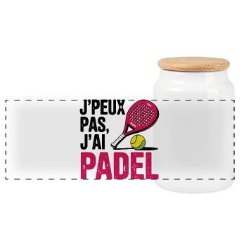 Je peux pas j ai padel cadeau femme - Boîte à biscuits avec couvercle en bois - blanc - Devant