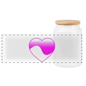 Love - Panoramic Cookie Jar with Wooden Lid - white - Front