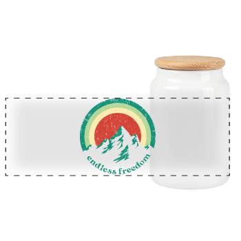 Endless Freedom Mountain Rainbow dans un design rétro - Boîte à biscuits avec couvercle en bois - blanc - Devant