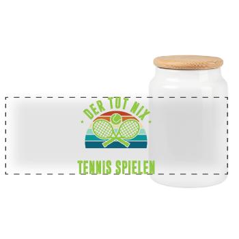 Joueur de tennis offre des tenues de paroles de tennis - Boîte à biscuits avec couvercle en bois - blanc - Devant