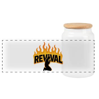 Revival - Panoramic Cookie Jar with Wooden Lid - white - Front
