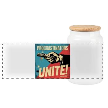 Les procrastinateurs s’unissent... Demain - Procrastique drôle - Boîte à biscuits avec couvercle en bois - blanc - Devant