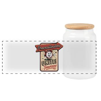 Les procrastinateurs s’unissent... Demain - Procrastique drôle - Boîte à biscuits avec couvercle en bois - blanc - Devant