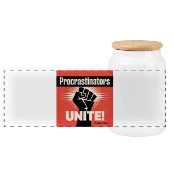 Les procrastinateurs s’unissent... Demain - Procrastique drôle - Boîte à biscuits avec couvercle en bois - blanc - Devant