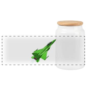 Grüner Geometrie-Jet - Panorama Keksdose mit Holzdeckel - Weiß - Vorne