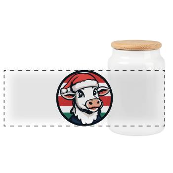 Vache de Noël en rouge vert festif - Boîte à biscuits avec couvercle en bois - blanc - Devant