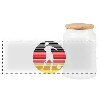 Footballer - Panoramic Cookie Jar with Wooden Lid - white - Front