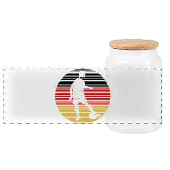 Football Germany - Panoramic Cookie Jar with Wooden Lid - white - Front