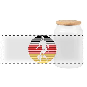Soccer Players - Panoramic Cookie Jar with Wooden Lid - white - Front