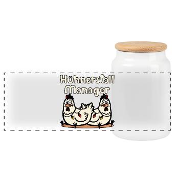 Christmas Chicken Coop Manager - Panoramic Cookie Jar with Wooden Lid - white - Front