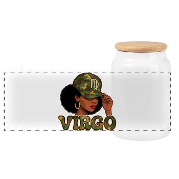 Reine de la Vierge – Camo Afro Girl Divine Order - Boîte à biscuits avec couvercle en bois - blanc - Devant